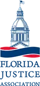 A capitol dome with red and blue curved stripes below.